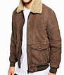 Men's Bomber Wrangler Leather Jacket with Sherpa Fur Collar - Jackets ...