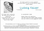 Ludwig Kaiser | Traueranzeige | trauer.inFranken.de