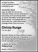 Traueranzeigen von Christa Runge | www.abschied-nehmen.de