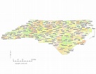 State of North Carolina County Map with the County Seats - CCCarto