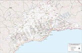Málaga - mapa provincial con municipios y códigos postales