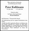 Traueranzeigen von Peter Kuhlmann | trauer-anzeigen.de