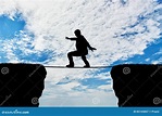 Mann Geht Auf Ein Drahtseil über Einer Klippe Stockbild - Bild von ...