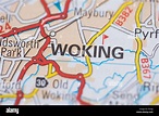 Woking location road map. Great Britain map Stock Photo - Alamy