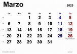 Calendario marzo 2023 en Word, Excel y PDF - Calendarpedia