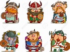 Vikingos de dibujos animados divertido de la historieta. Foto de ...