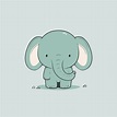 linda kawaii elefante chibi mascota vector dibujos animados estilo ...
