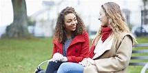 Women Talking To Each Other - Two women talking together stock photo ...