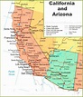 Map of California and Arizona - Ontheworldmap.com