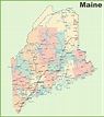 Road map of Maine with cities