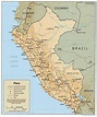 Большая детальная рельефная и политическая карта Перу. Перу – большая ...