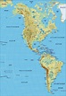 Karte von Amerika, physikalisch (Übersichtskarte / Regionen der Welt ...