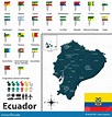 Mapa De Ecuador Con Las Banderas Ilustración del Vector - Ilustración ...