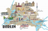 "Berlin Karte mit touristischen Top Ten Highlights" Grußkarte von M ...