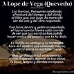 Poema A Lope de Vega (Quevedo) de Francisco De Quevedo - Análisis del poema