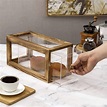 13-inch Clear Acrylic Bread Storage Box with Brown Burnt Wood Frame ...