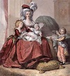 Grabado coloreado de Maria Antonieta con sus hijos Marie Antoinette, Decades Fashion, French ...