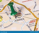 Pinner on a UK Map stock image. Image of europe, atlas - 169527793