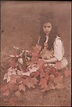 Katherine Stieglitz, antique image of little girl in a pile of fall ...