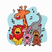Cute dibujos animados animales salvajes cantando 1217226 Vector en Vecteezy