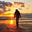 Sea Beach Light Sunset People Walk Alone iPad Pro Wallpapers Free Download