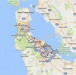 Bay area city boundary map - Map of bay area city boundary (California ...