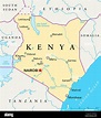 Kenya Political Map with capital Nairobi, national borders, most ...