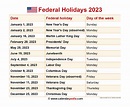 2023 Us Federal Holiday Calendar – Get Calendar 2023 Update