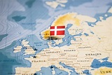 The Flag of Denmark in the World Map Stock Photo - Image of ...