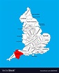 Map of Devon in South West England, United Kingdom with regions ...