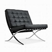 Ludwig Mies van der Rohe Barcelona Style Chair Black Leather