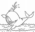 Funny Whale Spraying Water Coloring Page - Free Printable Coloring ...