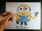 Cómo dibujar un Minion con lápices de colores | How to draw a Minion ...