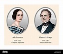 Ada Lovelace Charles Babbage Modern Illustration Portrait Stock Photo ...