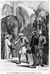 Phileas Fogg di fronte a un elefante, illustrazione da "Il giro del ...