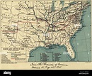 Mapa durante la Guerra Civil Americana, del Norte y del Sur en 1861 ...