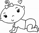 Cute Baby Girl Coloring Page - Free Clip Art