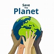 Premium Vector | Save the planet concept with hands lifting the earth