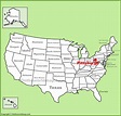 Pittsburgh location on the U.S. Map - Ontheworldmap.com