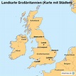 Landkarte Großbritannien (Karte mit Städten) von länderkarte ...