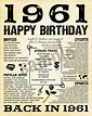 1961 Newspaper Birthday What Happened 1961 1961 Fun Facts - Etsy | 31st ...