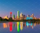Dallas Skyline Reflection at Dawn, Downtown Dallas, Texas, USA | High ...
