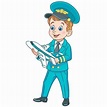 Ni os en profesiones. Cartoon Airplane Pilot con avi n de juguete. Dise ...