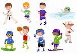 Niños haciendo ejercicio y jugando diferentes deportes, niños haciendo ...