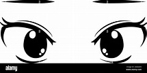 Esta es una ilustración de los grandes ojos negros de estilo cute anime ...
