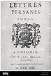 Title page to original edition of Les Lettres Persanes, 1721, by ...