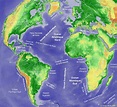 Carte de l'océan Atlantique (relief).