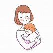 Dibujos animados linda madre y bebé abrazando | Vector Premium