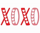 XOXO hugs and kisses brush lettering and heart on a white background ...