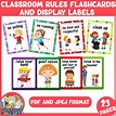 23 Classroom and school Rules Flashcards and Display Labels for kids ...